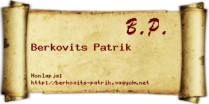 Berkovits Patrik névjegykártya